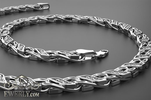 Авторская эксклюзивная серебряная цепочка - купить плетение из серебра 111509HI