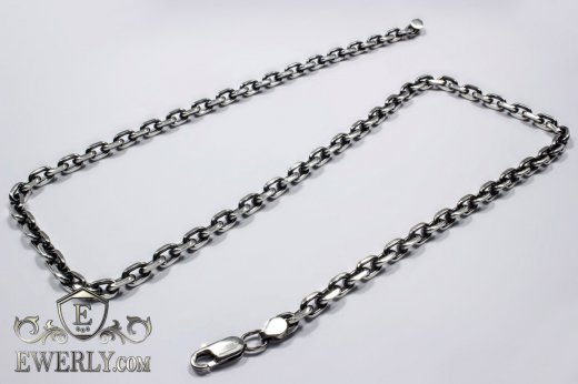 Men's chain "Anchor with edges" of  silver to buy 111006GV