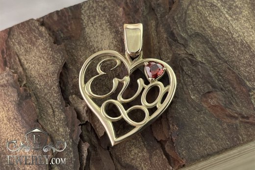 Buy pendant "Heart" of gold with a red stone