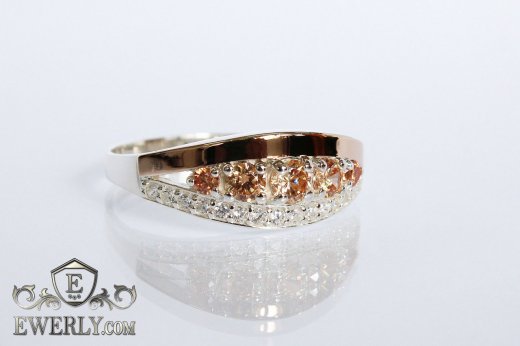 Серебряное кольцо с камнями женское купить
