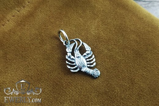 Buy pendant of the Zodiac sign "Cancer" of silver with blackening