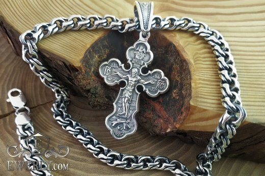 Men's cross with chain of silver "Bismarck Moscow" to buy