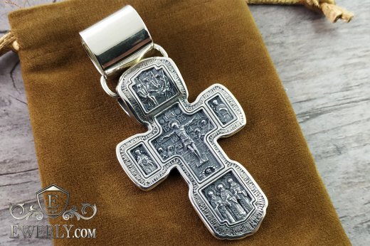 Великий срібний чоловічий хрест, купити православний натільний хрест