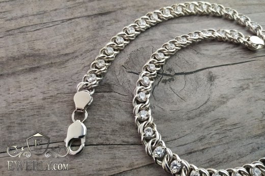 Chain "Arabic bismarck with stones" of sterling silver to buy 111037LS