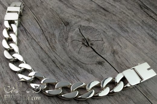 Big men's bracelet "Carapace" of sterling silver on hand to buy