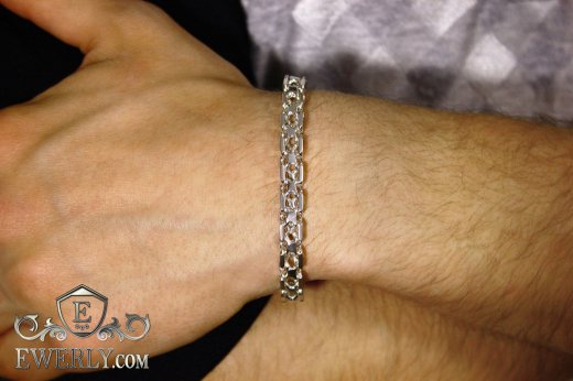 Thick bracelet "Square" of sterling silver for men to buy 121013HO