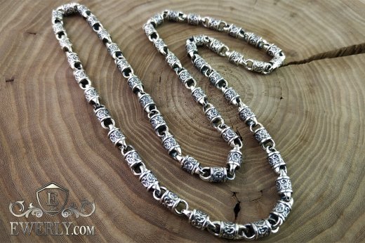 Авторская эксклюзивная серебряная цепочка - купить плетение из серебра 111518QK