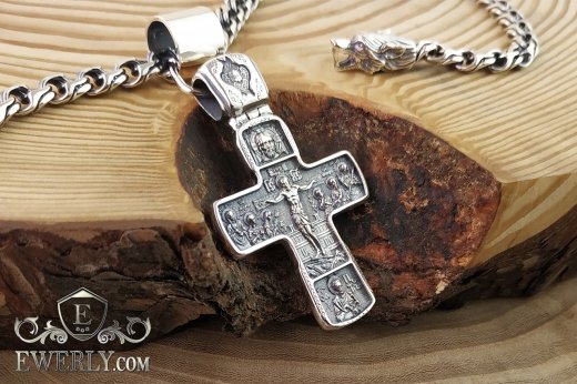 Men's silver chain "Bismarck" 45 grams with a cross