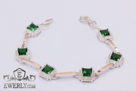 Bracelet "Casting with stones No.1" of sterling silver for women to buy 22003GZ