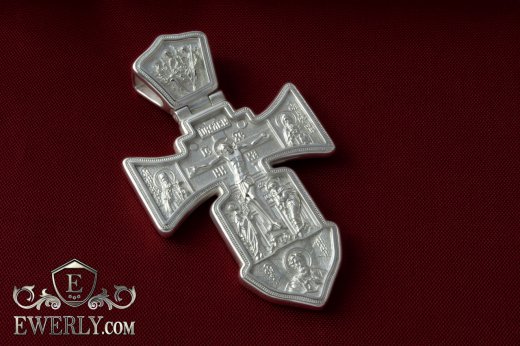 Купить крест православный серебряный мужской большой, фото