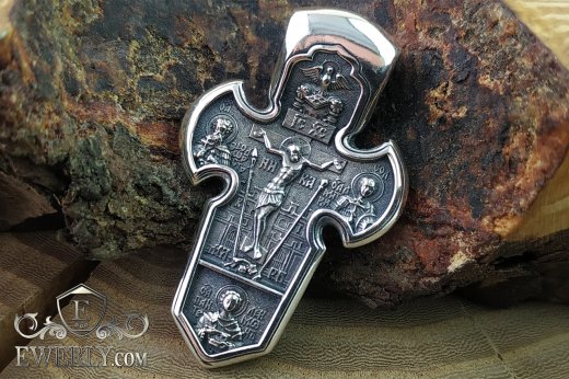 Наперсный крест из серебра 925 пробы с чернением купить