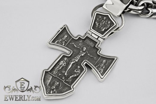 Великий чоловічий срібний хрест з чорнінням, срібло 925 проби