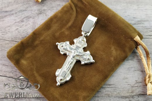 Православний чоловічий хрест зі срібла з розп'яттям купити