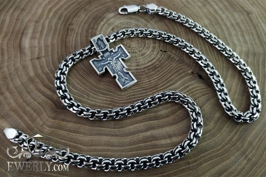 Silver chain Bismarck with a cross, buy a kit of silver