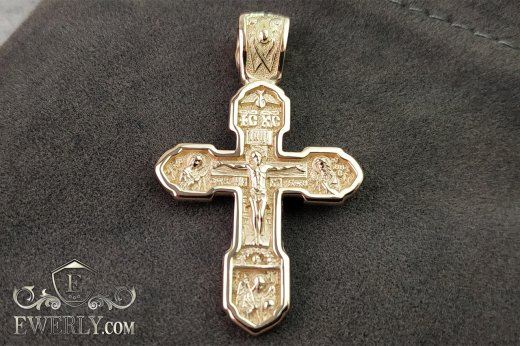 Golden Orthodox cross with the crucifixion of Christ to buy 008323CN