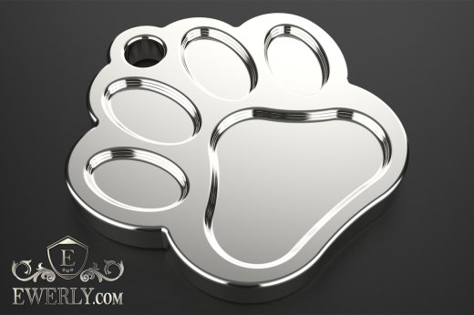 Personalized pendant in the form of a paw of silver for a dog 131058OB