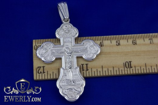 Men's silver pectoral cross on the neck, price and photo