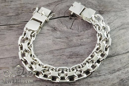 Thick bracelet "Pharaoh (double anchor)" of sterling silver for men to buy 121029FF