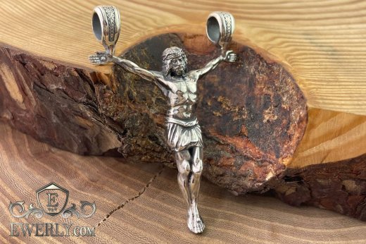 Православный серебряный кулон в виде Иисуса 20 грамм купить