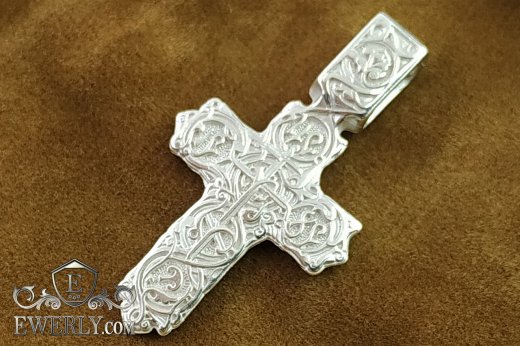 Купити натільний хрестик з срібла без розп'яття 08690SQ