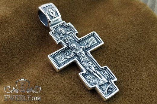 Хрест срібний чоловічий, купити православний натільний хрестик