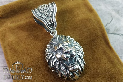 Sterling silver men's pendant Lion - buy silver pendant 131052UZ