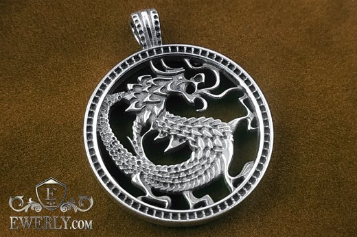 Buy silver pendant "Dragon" with blackening 131046SR
