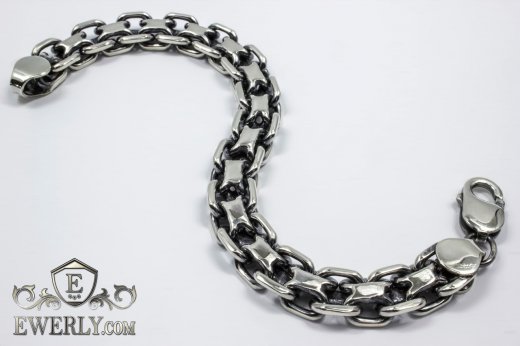 Thick men's bracelet "Pharaoh (double anchor)" of sterling silver to buy 121029TK