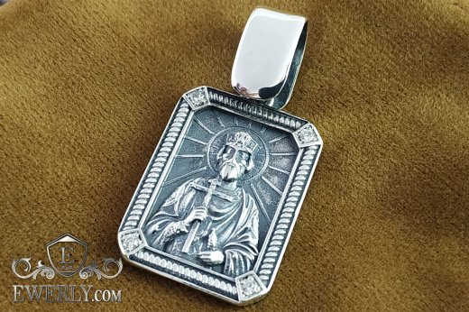 Buy silver pendant "Prince Vladimir" with stones