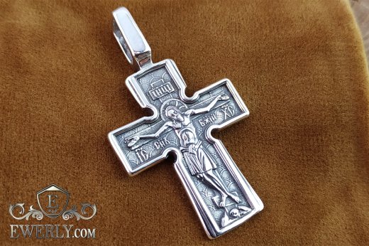Buy Orthodox cross of silver with blackening 01039FJ