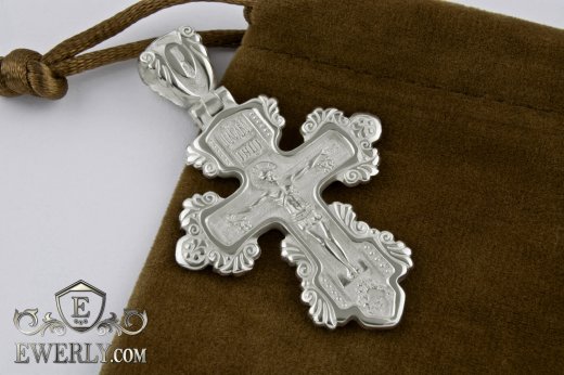 Серебряный крест мужской нательный православный купить