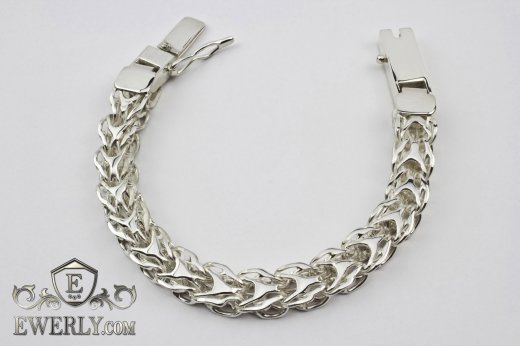 Мужской серебряный браслет - уникальный плетение Аллигатор на руку, купить