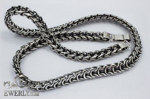 Мужская серебряная цепочка на шею 925°, купить для мужчины плетение «Фантом»