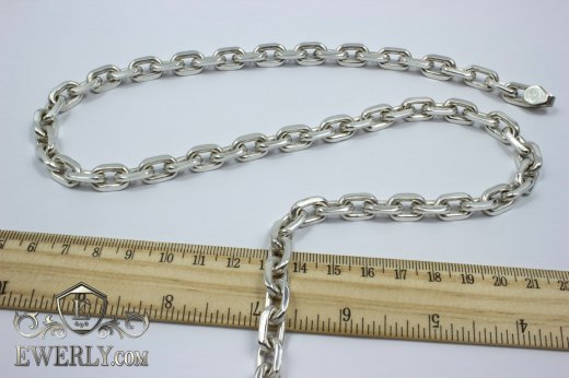 Серебряная цепочка мужская на шею якорного плетения (якорь), купить от 100 грамм