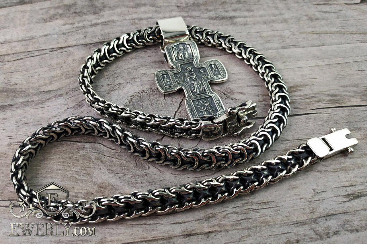 Серебряная цепочка Фантом с крестом (132 г) купить по цене 29504 руб сдоставкой в Санкт-Петербург.