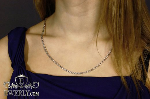 Women's chain "Anchor with edges" of sterling silver to buy 111006HP